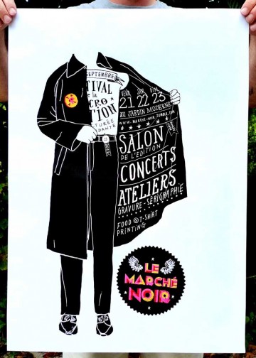 Affiche du Marché Noir - Illustration : Antoine Ronco / Graphisme : A. Folliard & J. Lemière